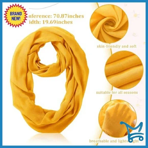 6-Pack Lightweight Infinity Loop Scarves, TR Material, 70.87 Circumference